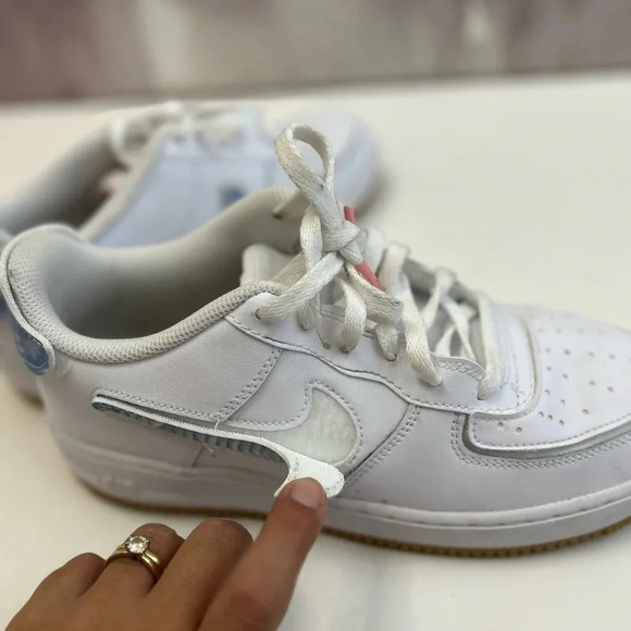 ! AIR FORCE 1 GS 'WHITE BLEACHED CORAL CLOUDS 7 y - Picture 6 of 9